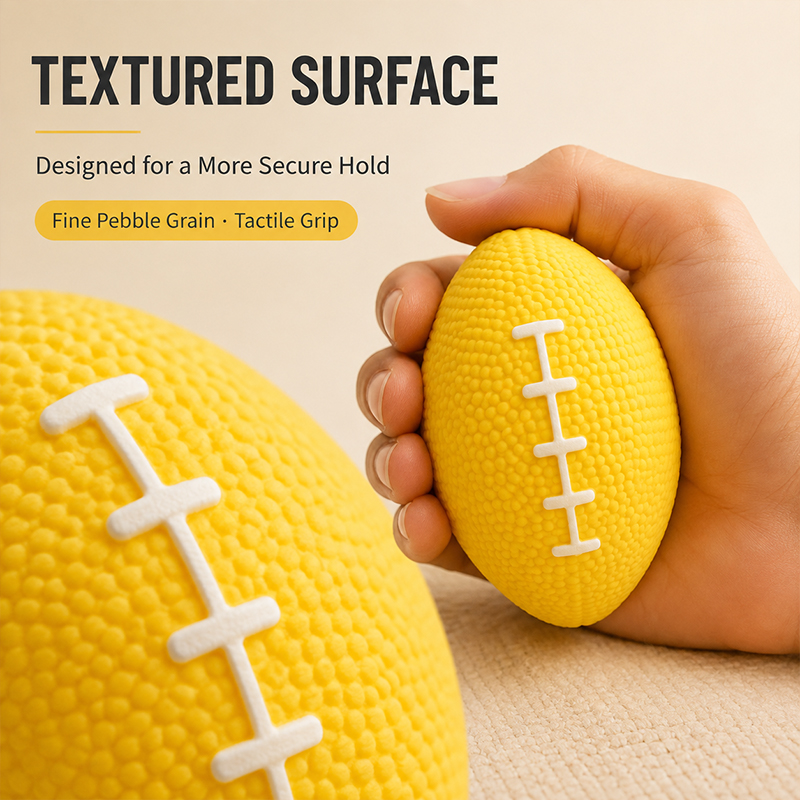 Rugby Training Ball - 8cm Yellow Rugby Shape Hand Grip